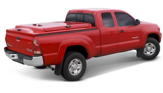 Red Pick-Up Truck with Custom Tonneau Cover
